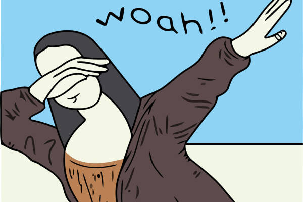 创意裁片印花服装:企鹅惊喜动作图案设计