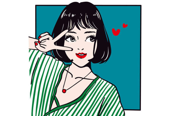 时尚绿条纹裁片印花服装,展现个性魅力