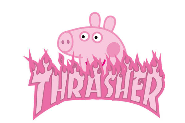 时尚潮流粉色卡通裁片印花服装印花设计