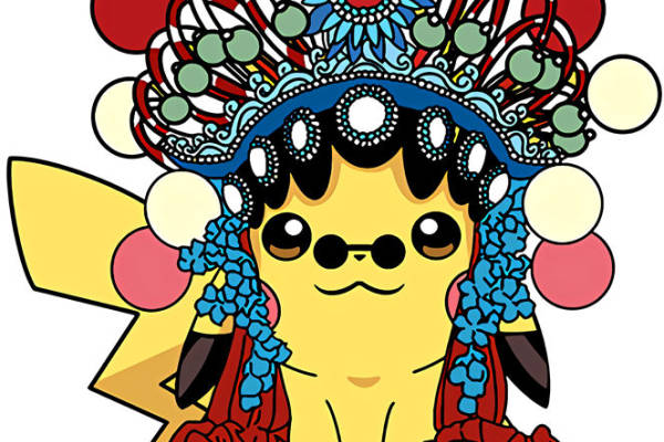 国潮风格皮卡丘裁片印花服装印花设计