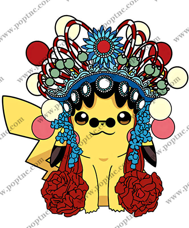 国潮风格皮卡丘裁片印花服装印花设计