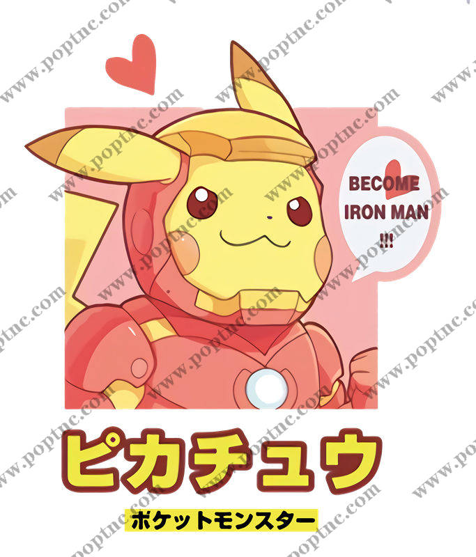 创意皮卡丘裁片印花服装 可爱卡通动漫风格