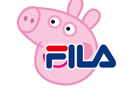 可爱卡通猪头裁片印花服装，时尚潮流品牌FILA联名设计