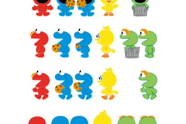 彩色卡通动物裁片印花服装印花设计