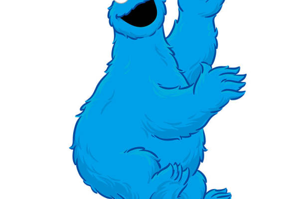 可爱蓝色卡通怪兽裁片印花服装印花设计