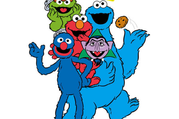 经典芝麻街角色裁片印花服装，趣味卡通服装印花设计