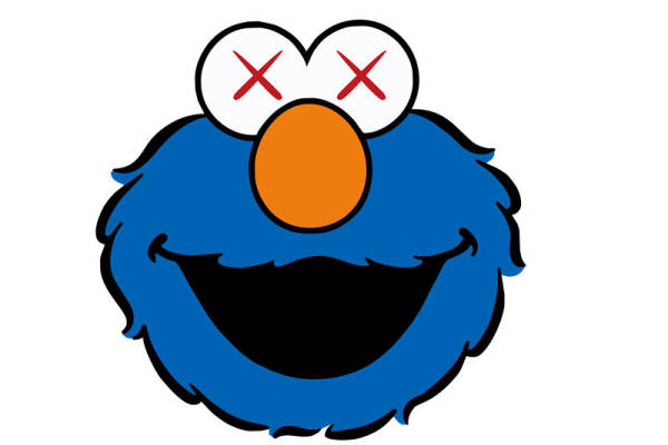 经典蓝色卡通形象裁片印花服装印花设计