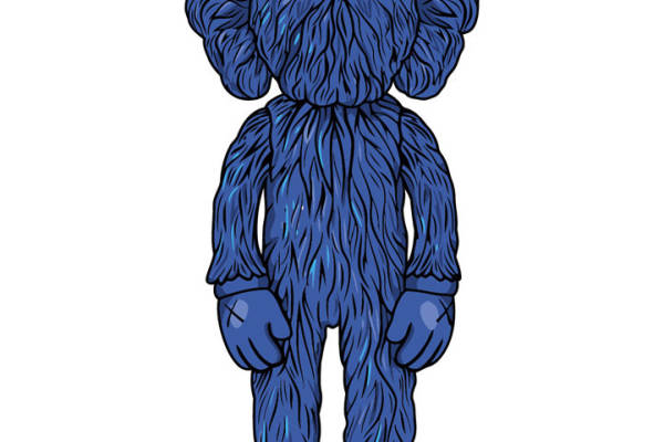 创意蓝色毛绒卡通裁片印花服装印花设计