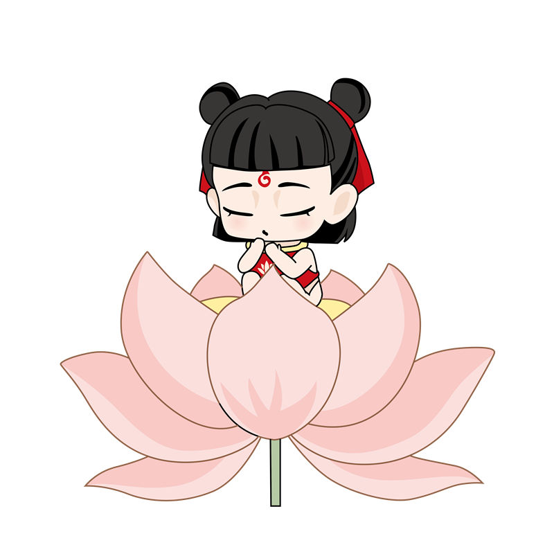 可爱卡通风格莲花座女孩裁片印花服装印花设计