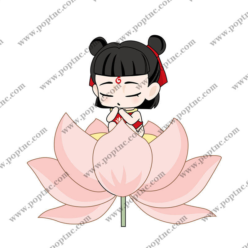 可爱卡通风格莲花座女孩裁片印花服装印花设计