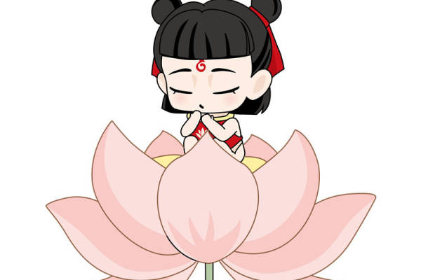 可爱卡通风格莲花座女孩裁片印花服装印花设计