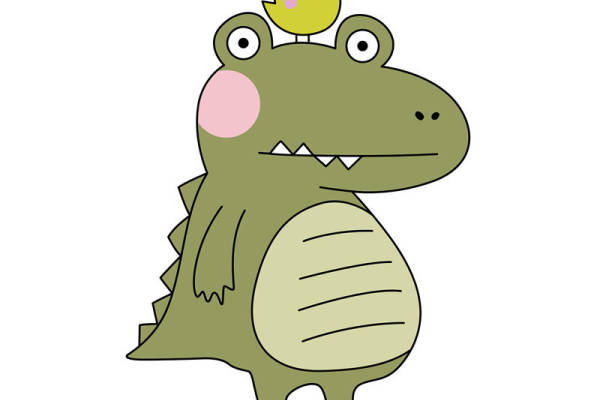 可爱卡通鳄鱼裁片印花服装印花设计