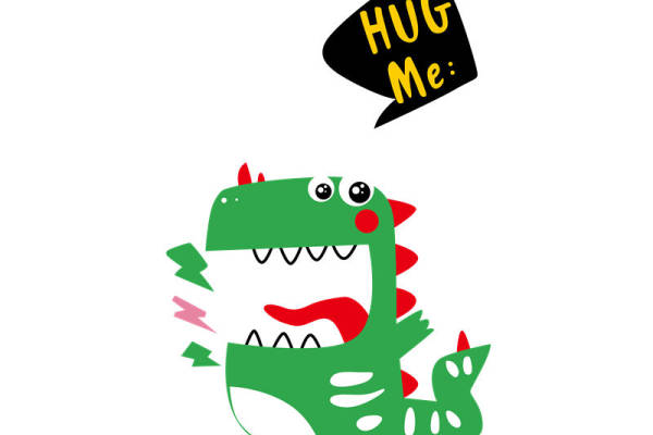 可爱卡通恐龙裁片印花服装,萌趣风格服装印花设计