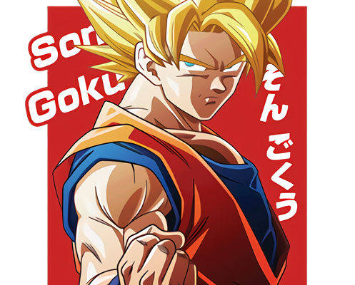 龙珠超级赛亚人孙悟空裁片印花服装印花设计