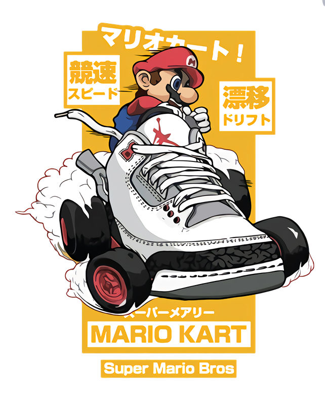 创意裁片印花服装:超级马里奥赛车主题服装印花