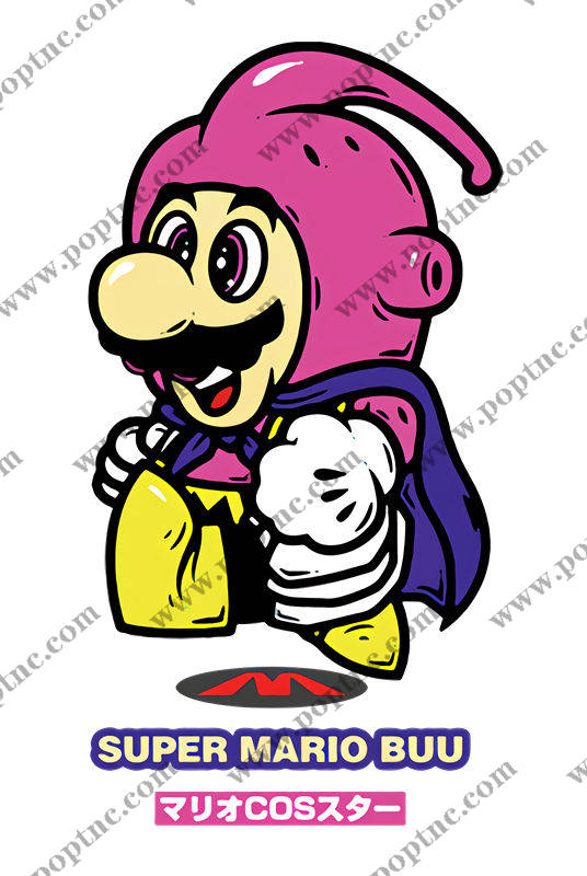 创意超级马里奥裁片印花服装,趣味动漫角色服装印花设计