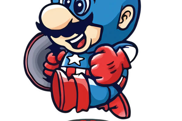 超级马里奥美国队长裁片印花服装印花设计