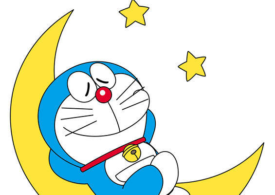 可爱卡通月亮上的猫服装印花裁片设计