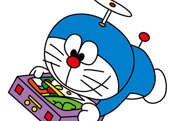 创意卡通裁片印花服装：可爱机器猫享受美食