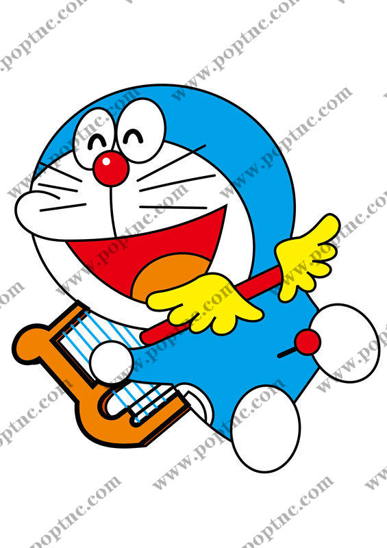 卡通蓝胖子裁片印花服装 可爱音乐主题服装印花设计