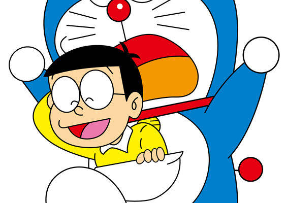 经典卡通裁片印花服装,哆啦A梦与大雄的欢乐时光