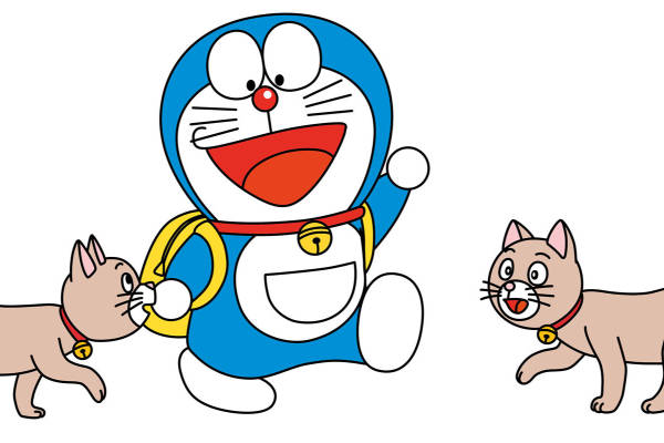 趣味卡通裁片印花服装:哆啦A梦与猫咪的欢乐时光