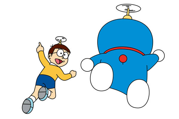 创意卡通裁片印花服装:机器猫与男孩的趣味搭配