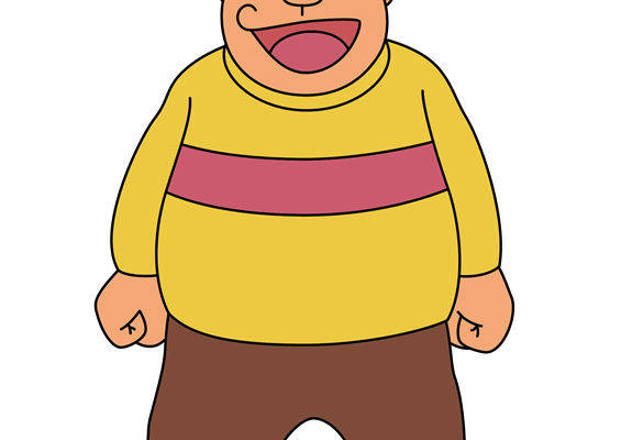 卡通风格胖男孩裁片印花服装印花设计