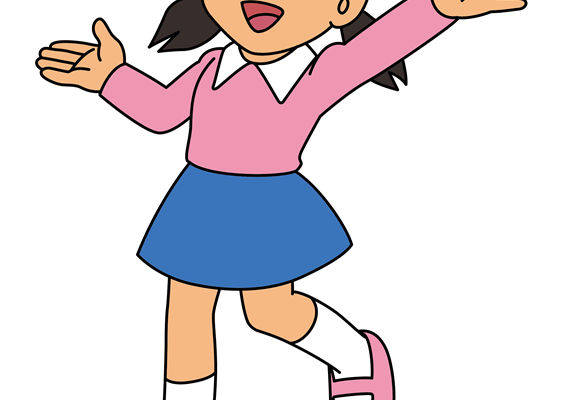 活力少女粉色上衣蓝色裙子裁片印花服装印花设计