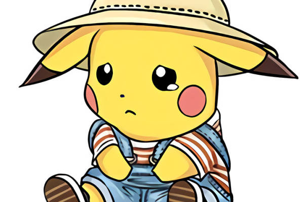 可爱卡通皮卡丘裁片印花服装，时尚休闲风格