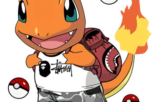 时尚潮流裁片印花服装印花设计:个性火精灵图案