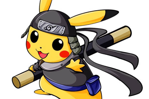 动漫风格忍者皮卡丘裁片印花服装印花设计