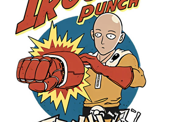 创意裁片印花服装:漫画风格火箭拳图案印花T恤