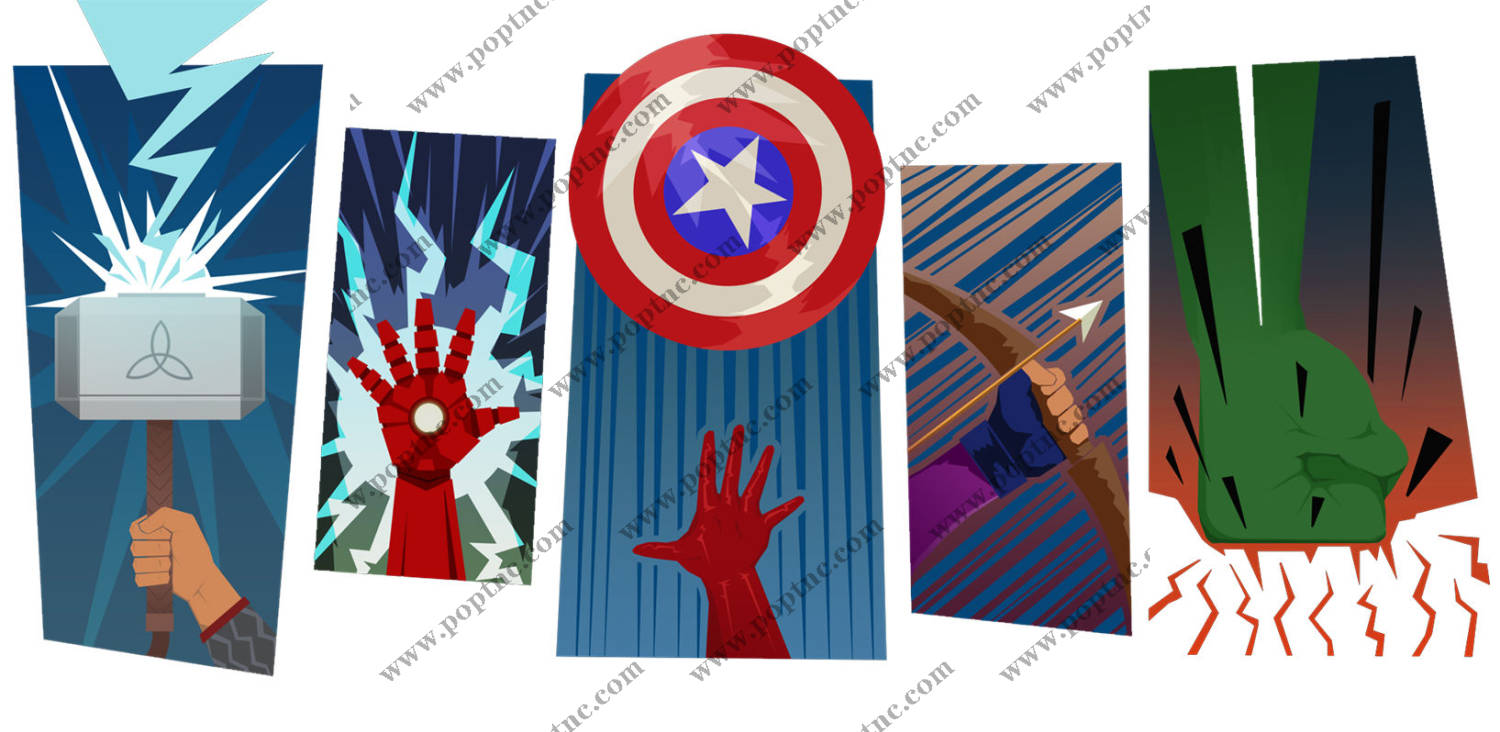 时尚英雄主题裁片印花服装印花设计