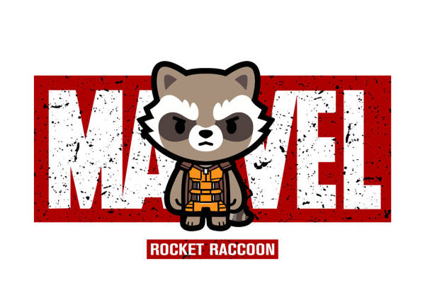 时尚潮流火箭浣熊裁片印花服装印花设计