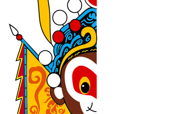 传统戏曲脸谱裁片印花服装印花设计