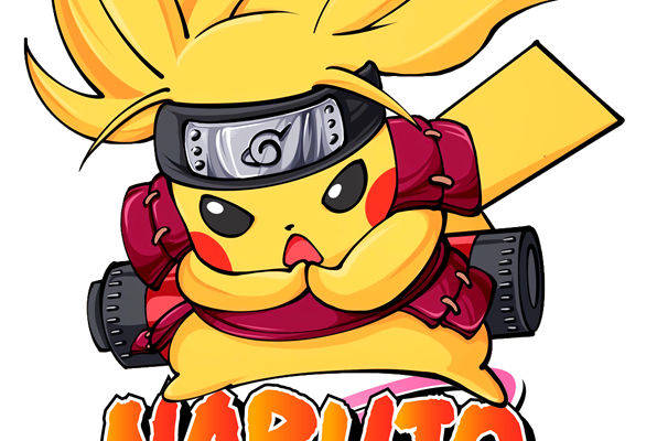 创意皮卡丘裁片印花服装 火影忍者主题服装印花设计