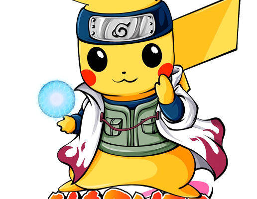 创意皮卡丘裁片印花服装印花设计，融合火影忍者元素