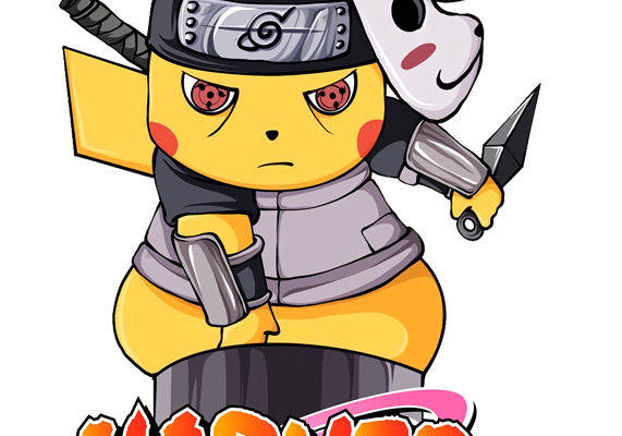 创意动漫裁片印花服装 火影忍者皮卡丘联名款