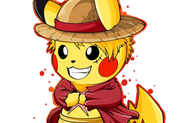 海贼王主题皮卡丘裁片印花服装印花设计