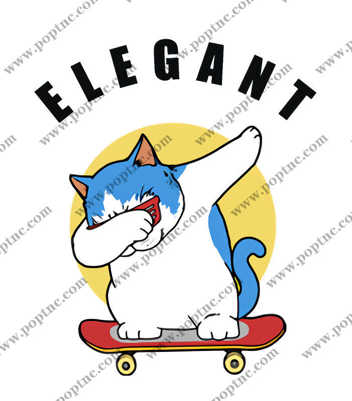 时尚滑板猫裁片印花服装印花设计