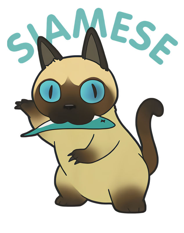 时尚潮流暹罗猫裁片印花服装印花设计