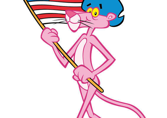 爱国主题粉色卡通老鼠裁片印花服装