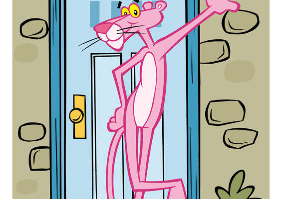 卡通粉色老鼠门边裁片印花服装印花设计