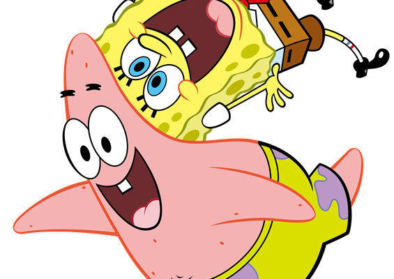 创意卡通裁片印花服装，海绵宝宝与派大星的欢乐冒险