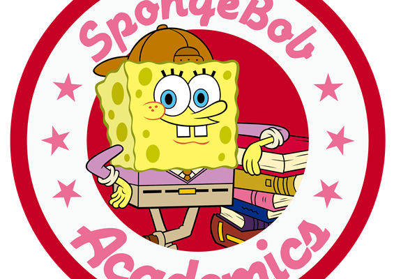 创意卡通裁片印花服装 趣味海绵宝宝学术风格印花T恤