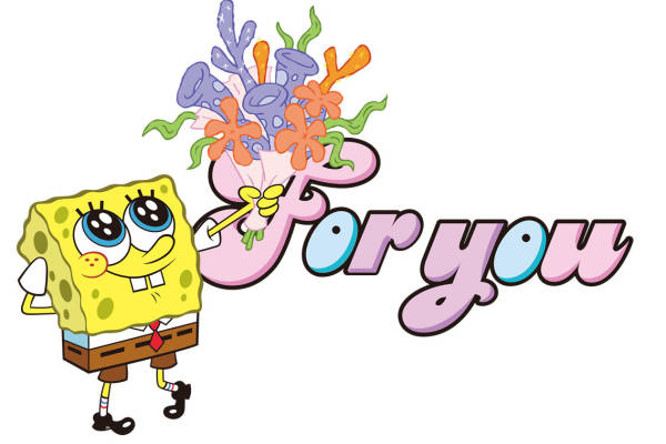 卡通风格海绵宝宝裁片印花服装印花设计