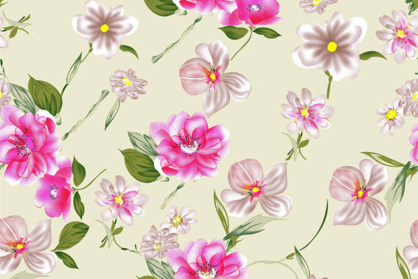 优雅花卉图案服装印花面料设计，适合春夏季节的时尚选择