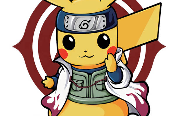 创意皮卡丘与鸣人结合裁片印花服装印花设计