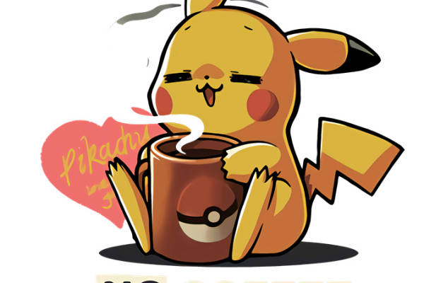 可爱皮卡丘裁片印花服装，享受热咖啡的趣味生活